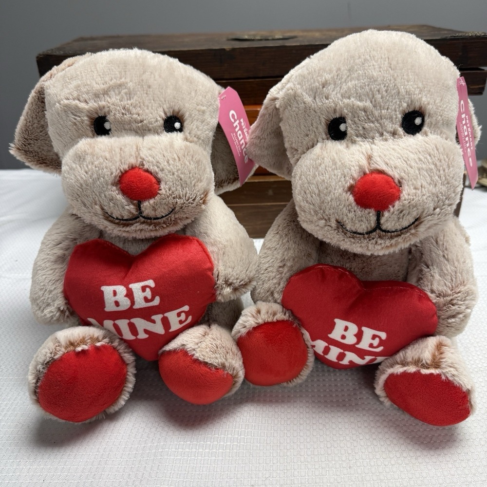 Lot Of 2 2026 Petsmart Dog Toy Stuffed‎ Chance Valentines Squeaky Chew Plush New